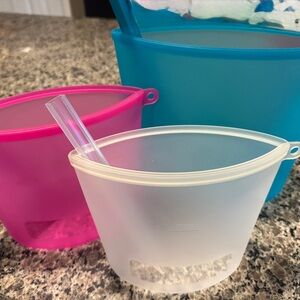 IKEA Pink, Blue, and White Food Storage Containers